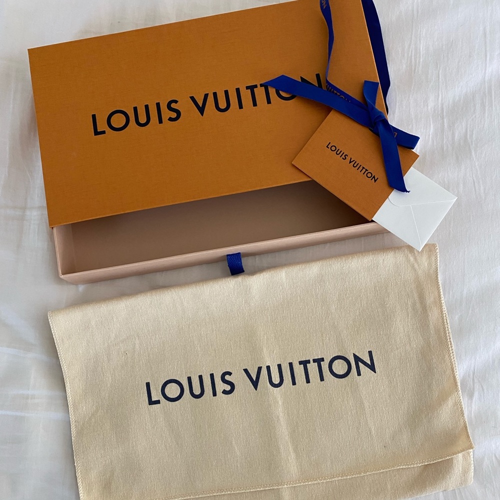Louis Vuitton box, card and dust bag